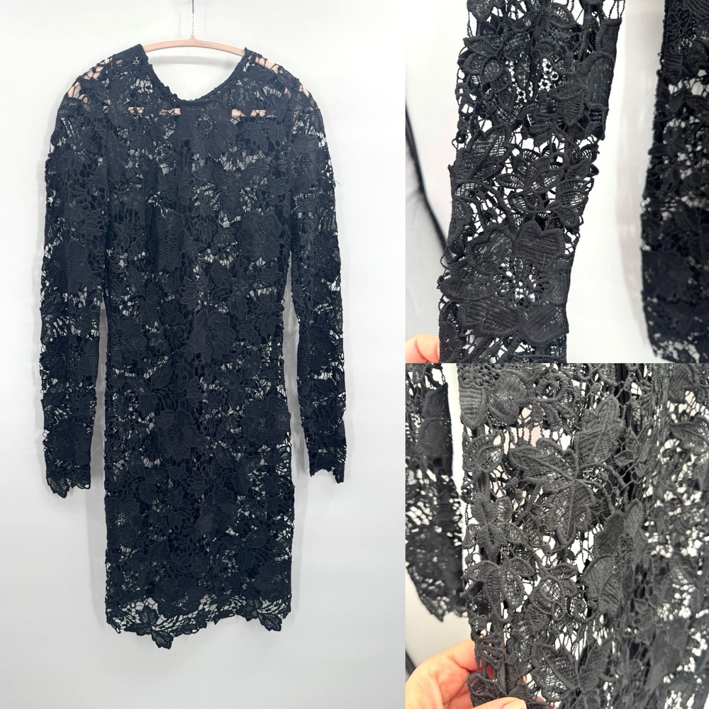 Whimsigoth All Over Crochet Lace Dress Unlined Large Dark Fairy Goth Layering